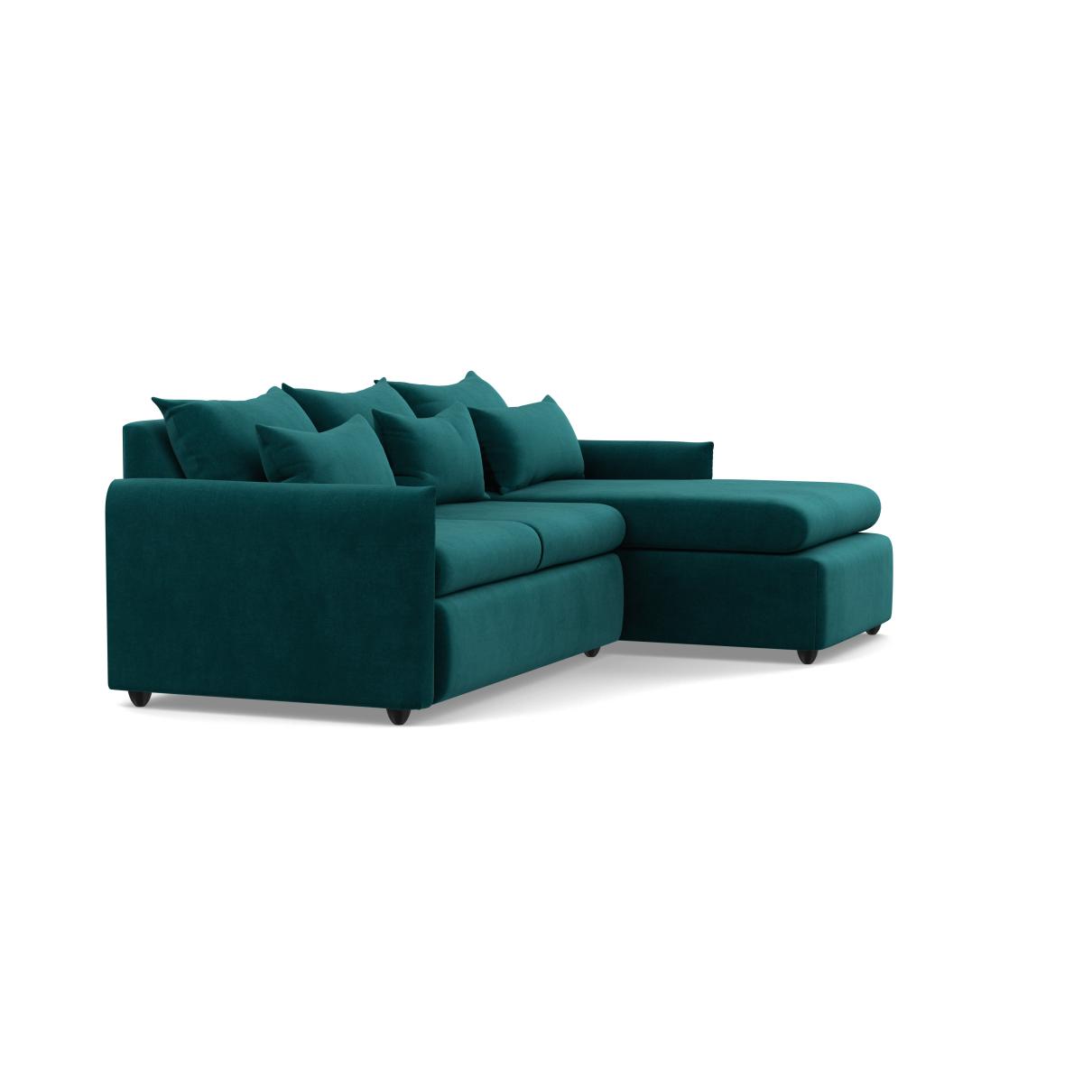 Heal's Pillow Medium RHF Corner Chaise Sofa Smart Luxe Velvet Ocean Stained Oak Feet - Heal's UK Furniture – image 2