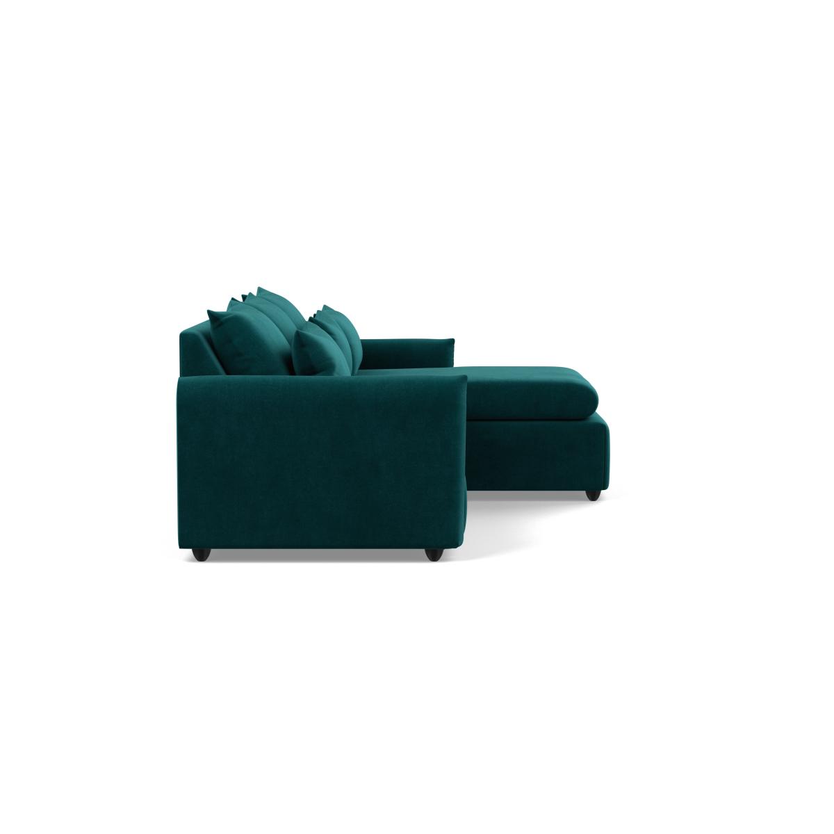 Heal's Pillow Medium RHF Corner Chaise Sofa Smart Luxe Velvet Ocean Stained Oak Feet - Heal's UK Furniture – image 3