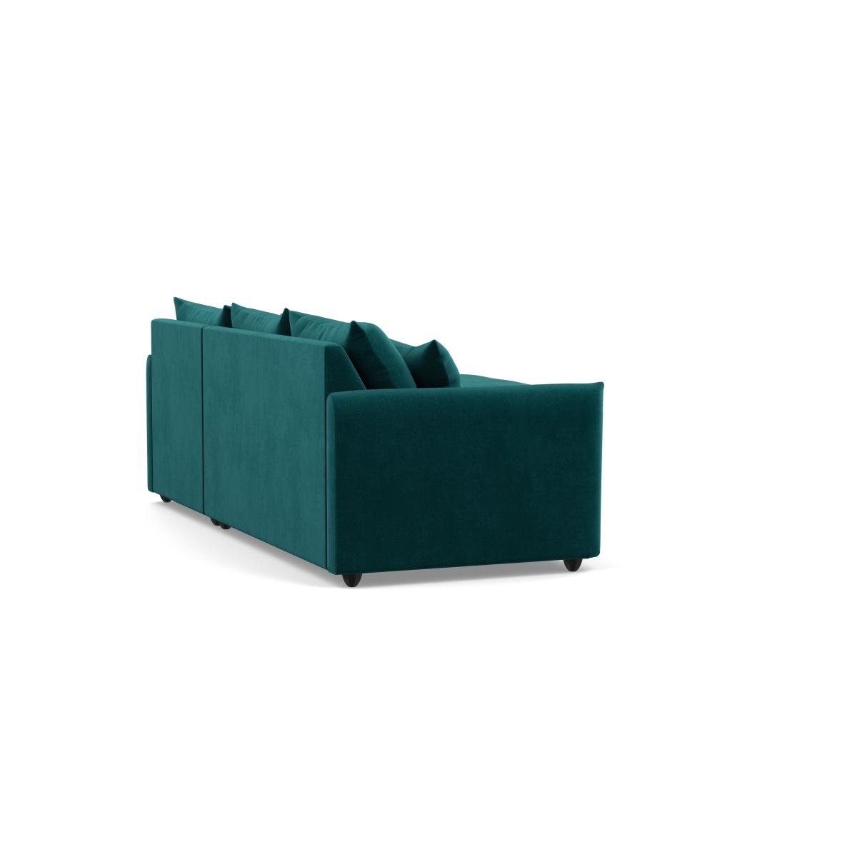 Heal's Pillow Medium RHF Corner Chaise Sofa Smart Luxe Velvet Ocean Stained Oak Feet - Heal's UK Furniture – image 4
