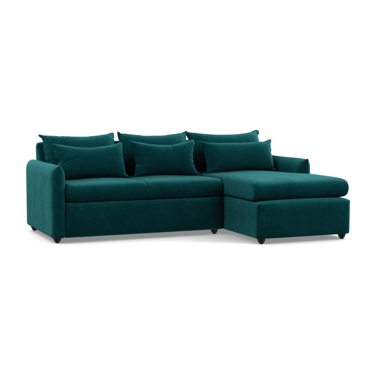 Heal's Pillow Medium RHF Corner Chaise Sofa Smart Luxe Velvet Ocean Stained Oak Feet - Heal's UK Furniture – image 1