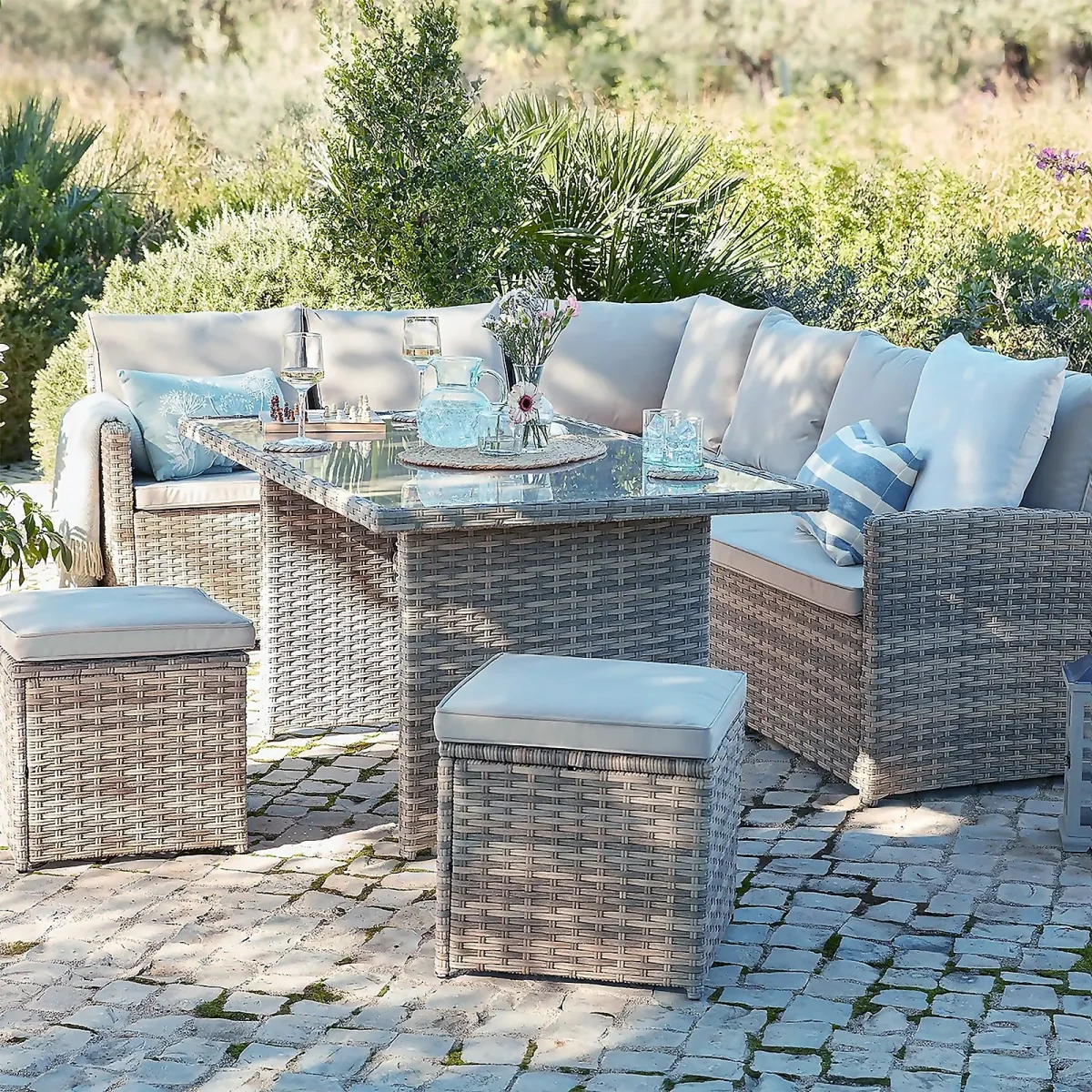 Matara Rattan Effect Corner Sofa Set