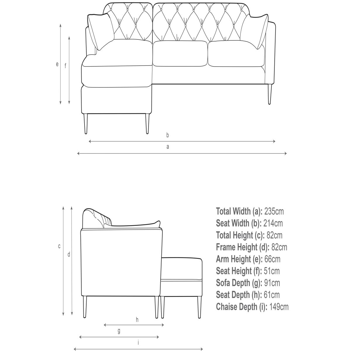 Swoon Mendel Large 3 Seater LHF Chaise End Sofa, Gold Leg – image 6
