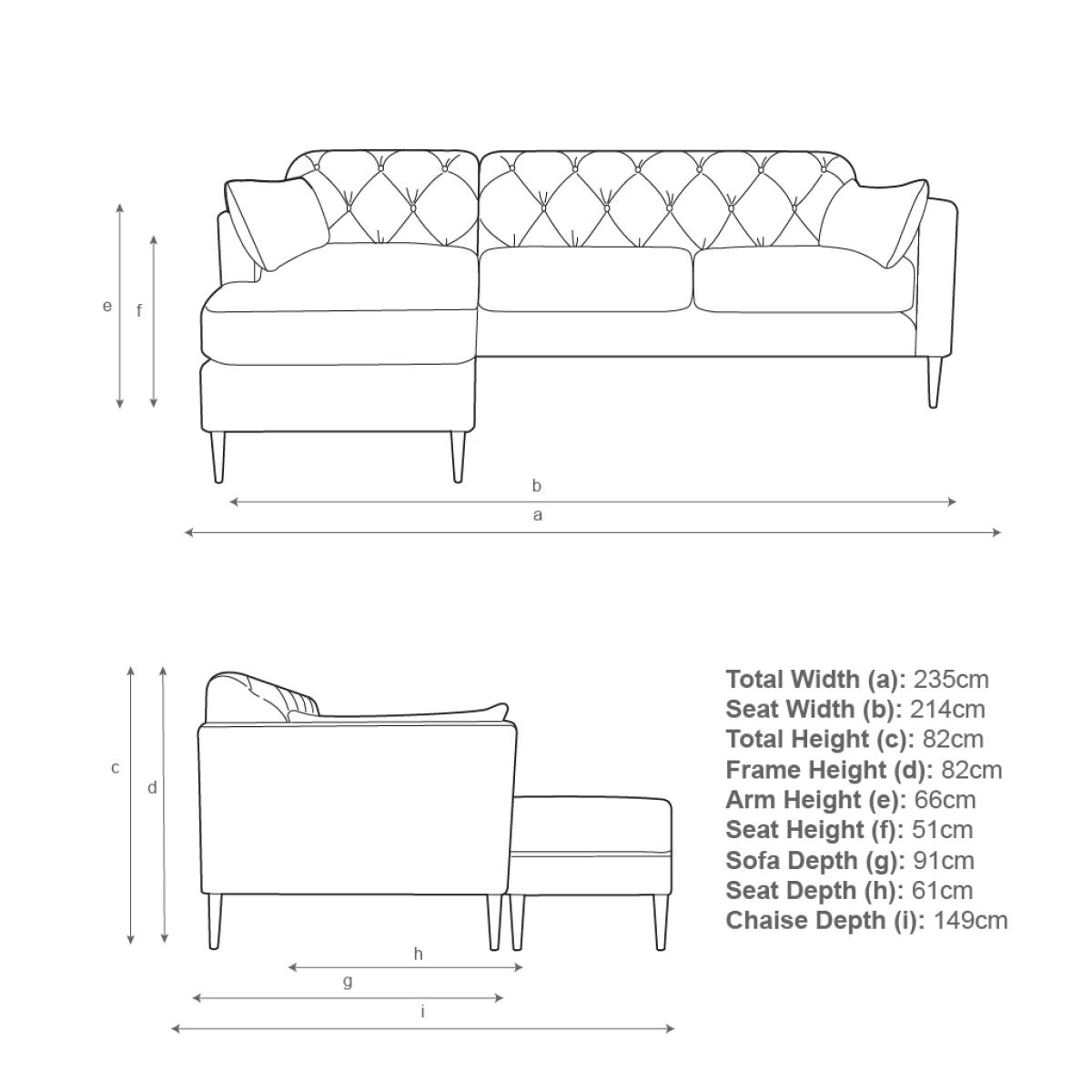 Swoon Mendel Large 3 Seater LHF Chaise End Sofa, Gold Leg – image 7
