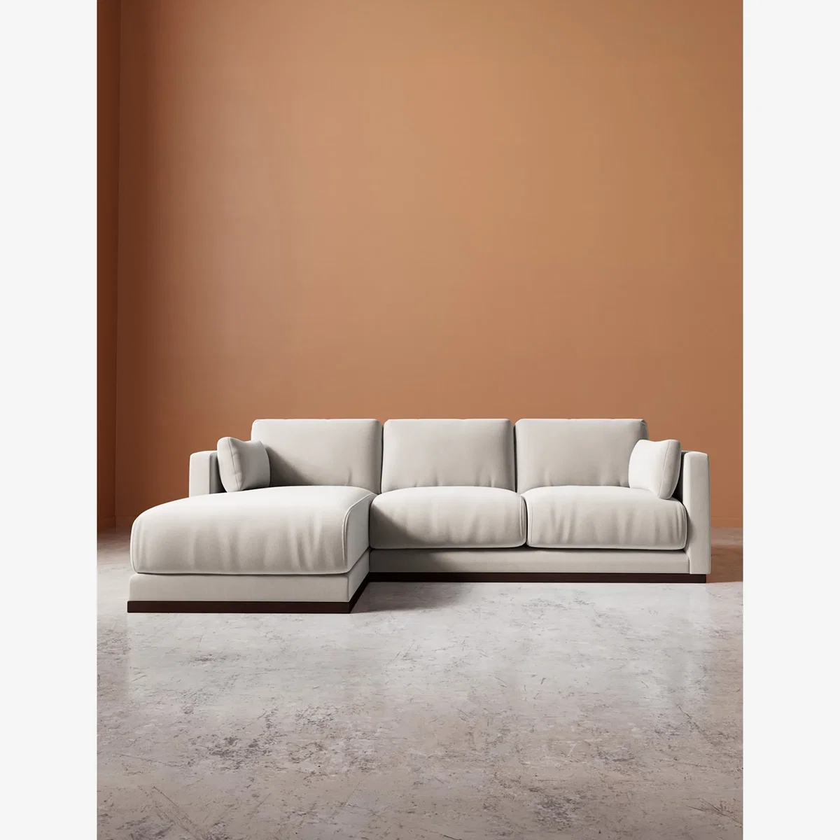 Swoon Crushed Velvet Left Corner Sofa Cream – image 1