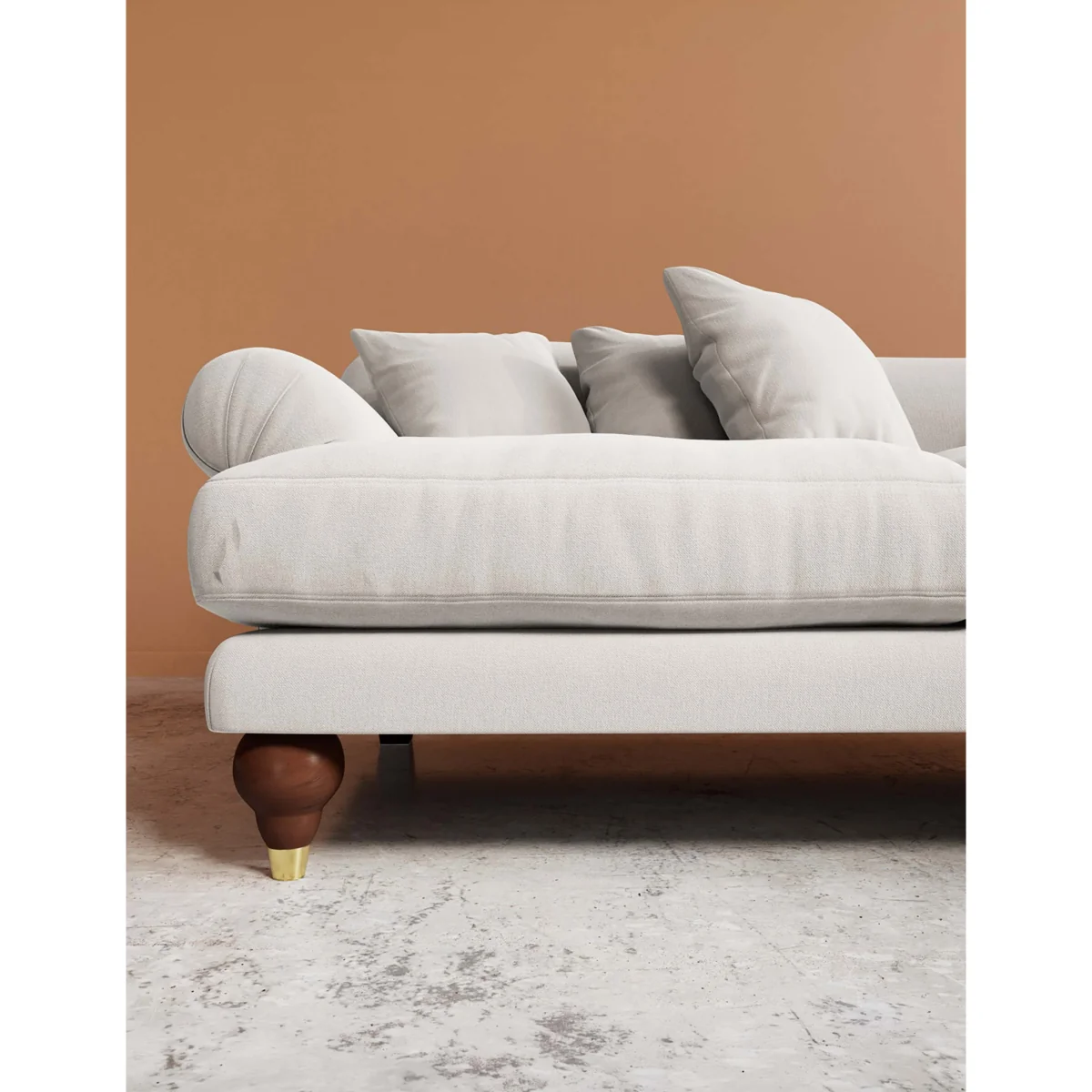Swoon Willows Crushed Velvet Right Corner Sofa Dark Orange – image 3