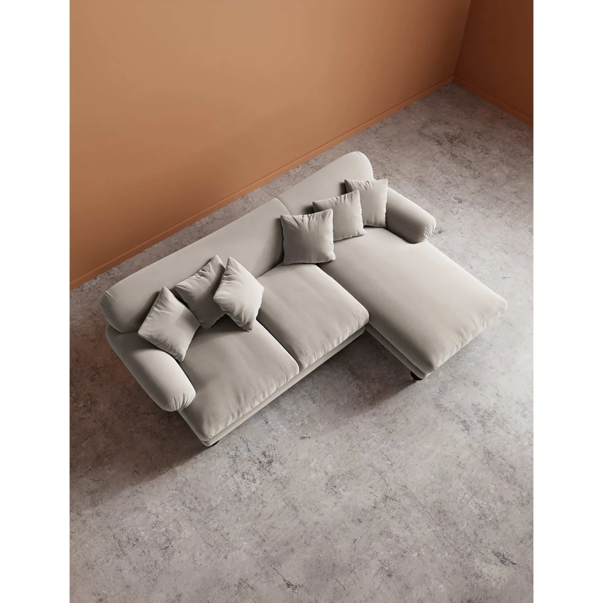 Swoon Willows Crushed Velvet Right Corner Sofa Dark Orange – image 5
