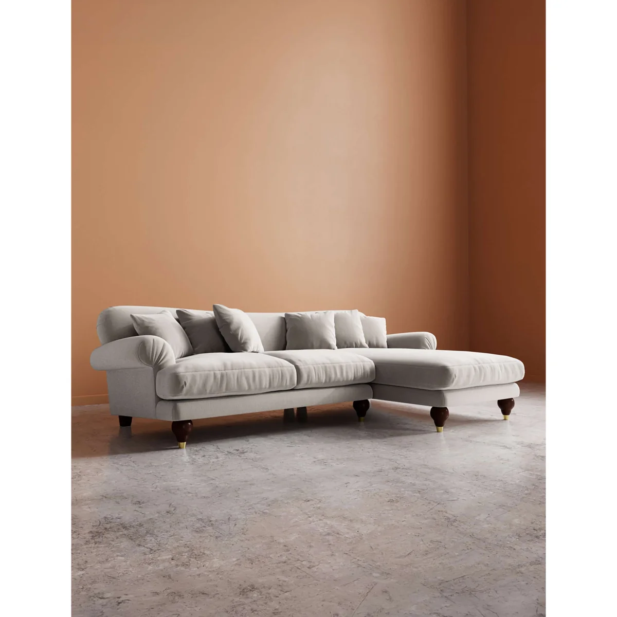 Swoon Willows Crushed Velvet Right Corner Sofa Dark Orange – image 6