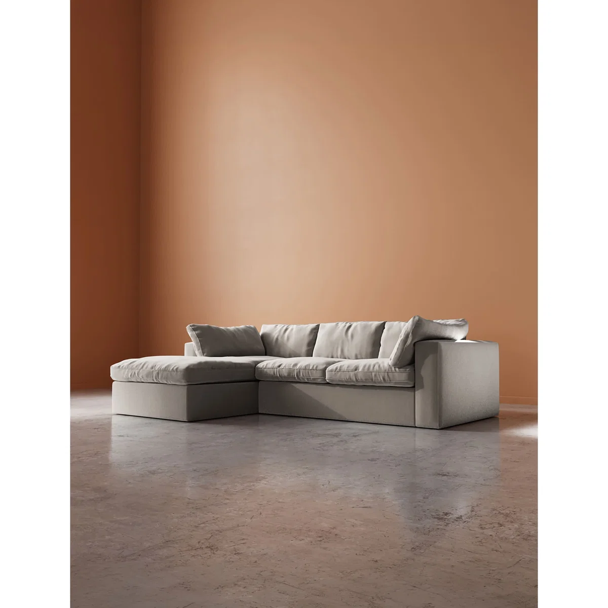 Swoon Crushed Velvet Left Hand Chaise Sofa Cream – image 5