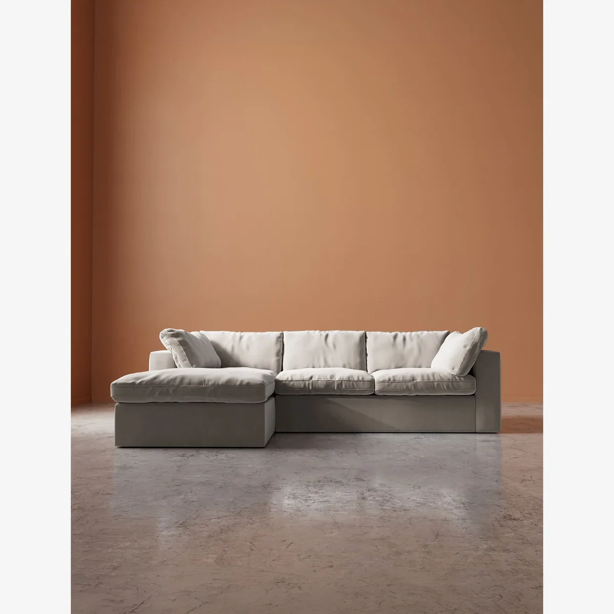 Swoon Crushed Velvet Left Hand Chaise Sofa Cream – image 1