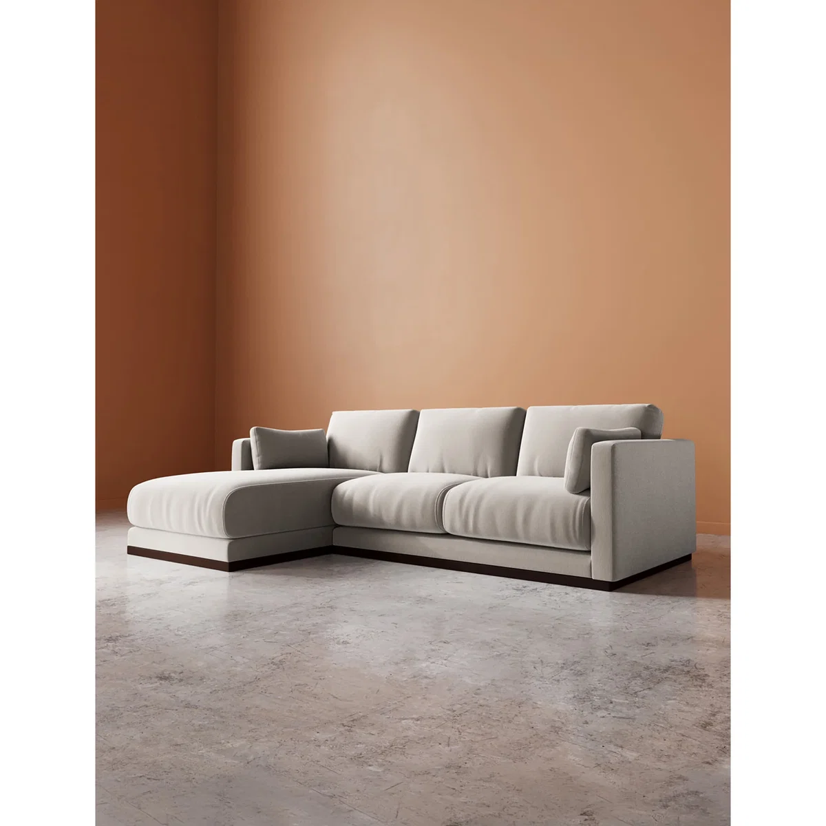 Swoon Crushed Velvet Left Corner Sofa Dark Orange – image 6