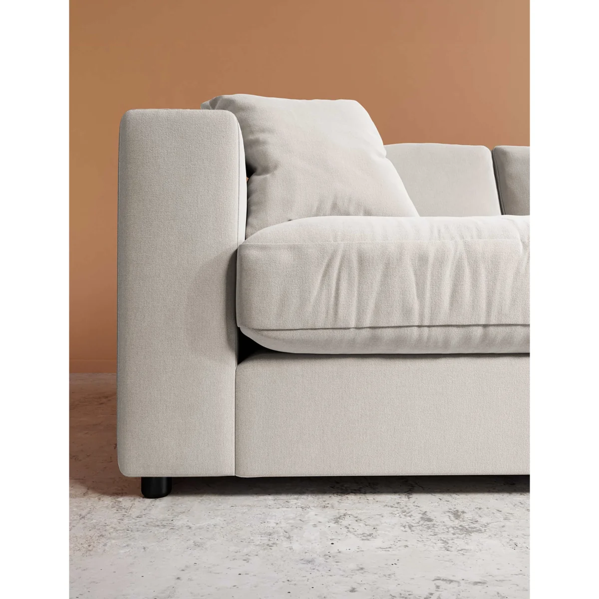 Swoon Crushed Velvet Right Corner Sofa Cream – image 2