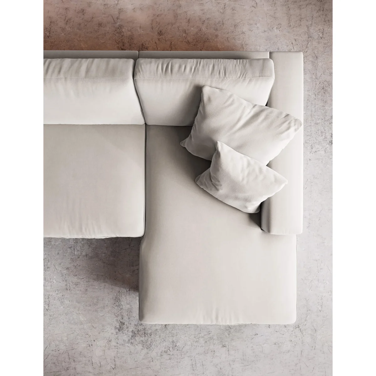 Swoon Crushed Velvet Right Corner Sofa Cream – image 3