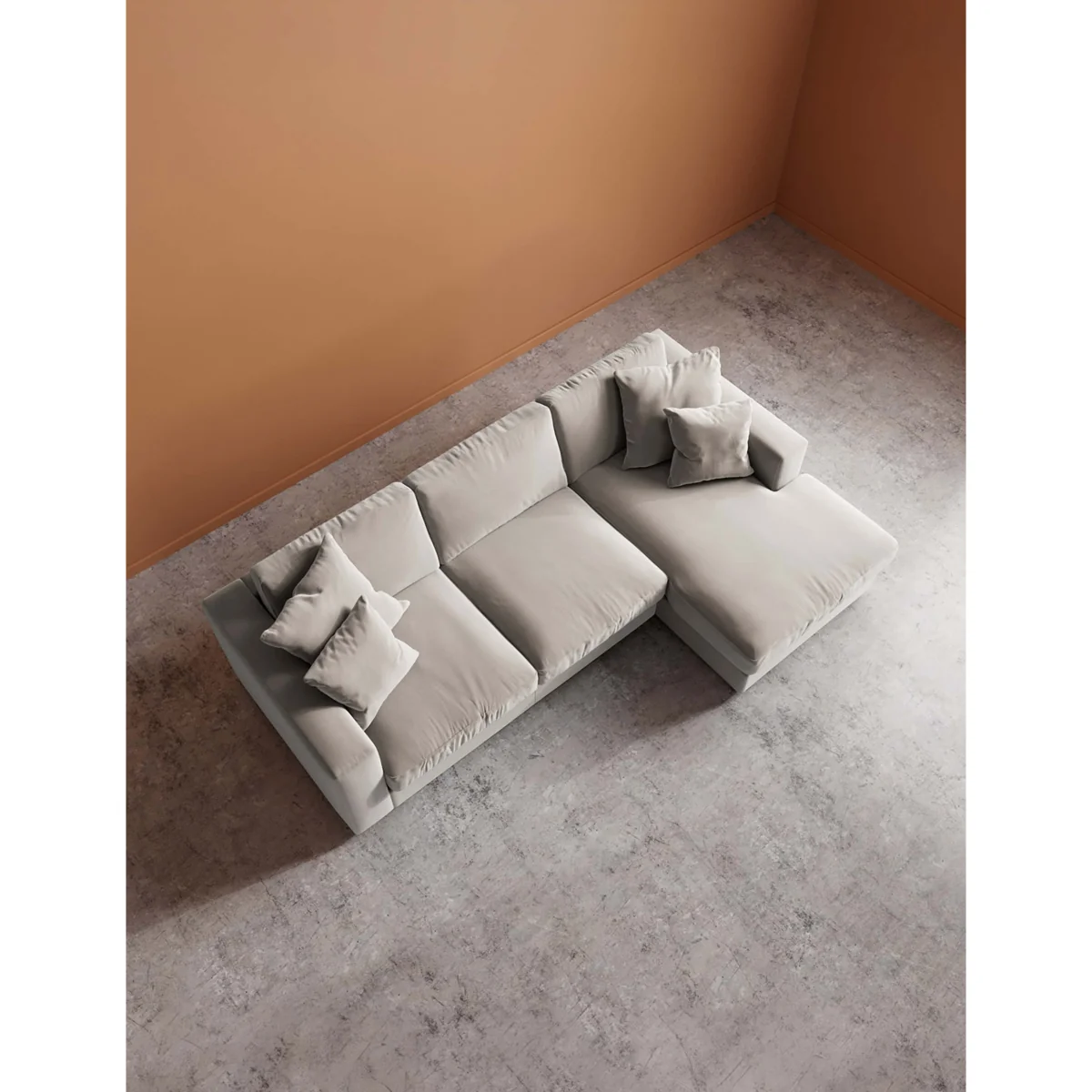 Swoon Crushed Velvet Right Corner Sofa Cream – image 4