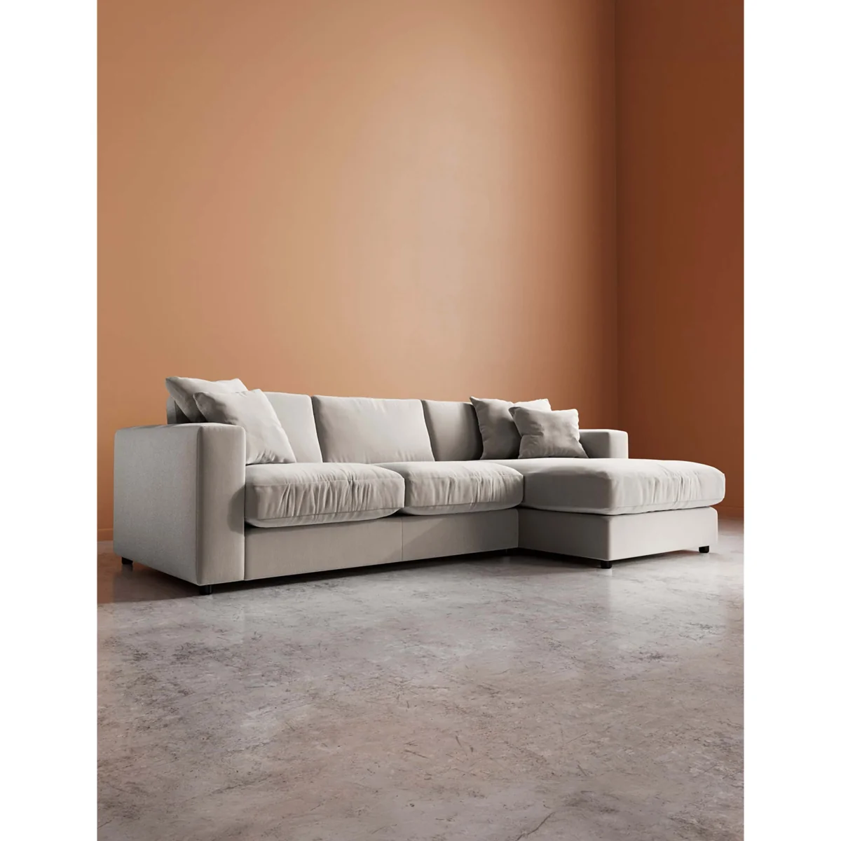 Swoon Crushed Velvet Right Corner Sofa Cream – image 5