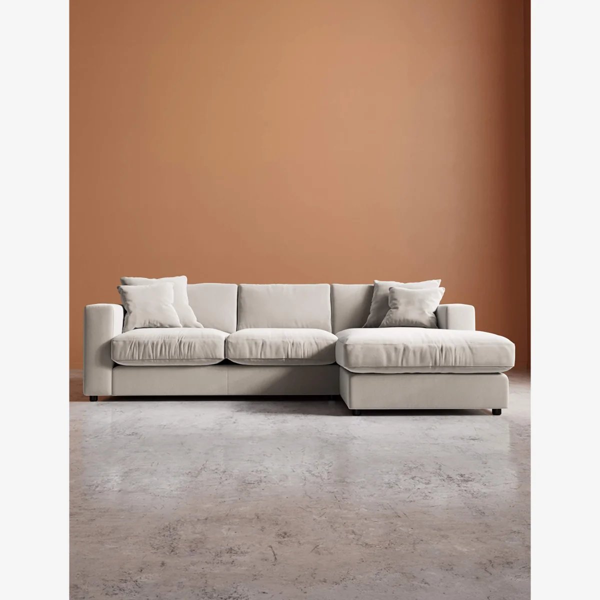 Swoon Crushed Velvet Right Corner Sofa Cream – image 1