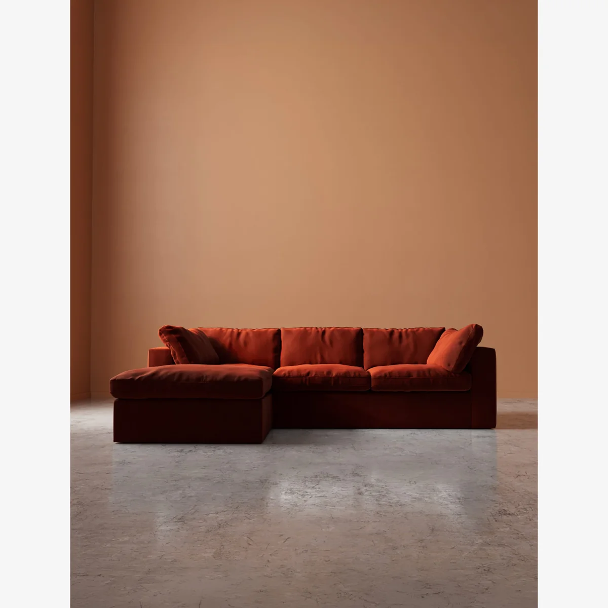 Swoon Crushed Velvet Left Hand Chaise Sofa Red – image 1