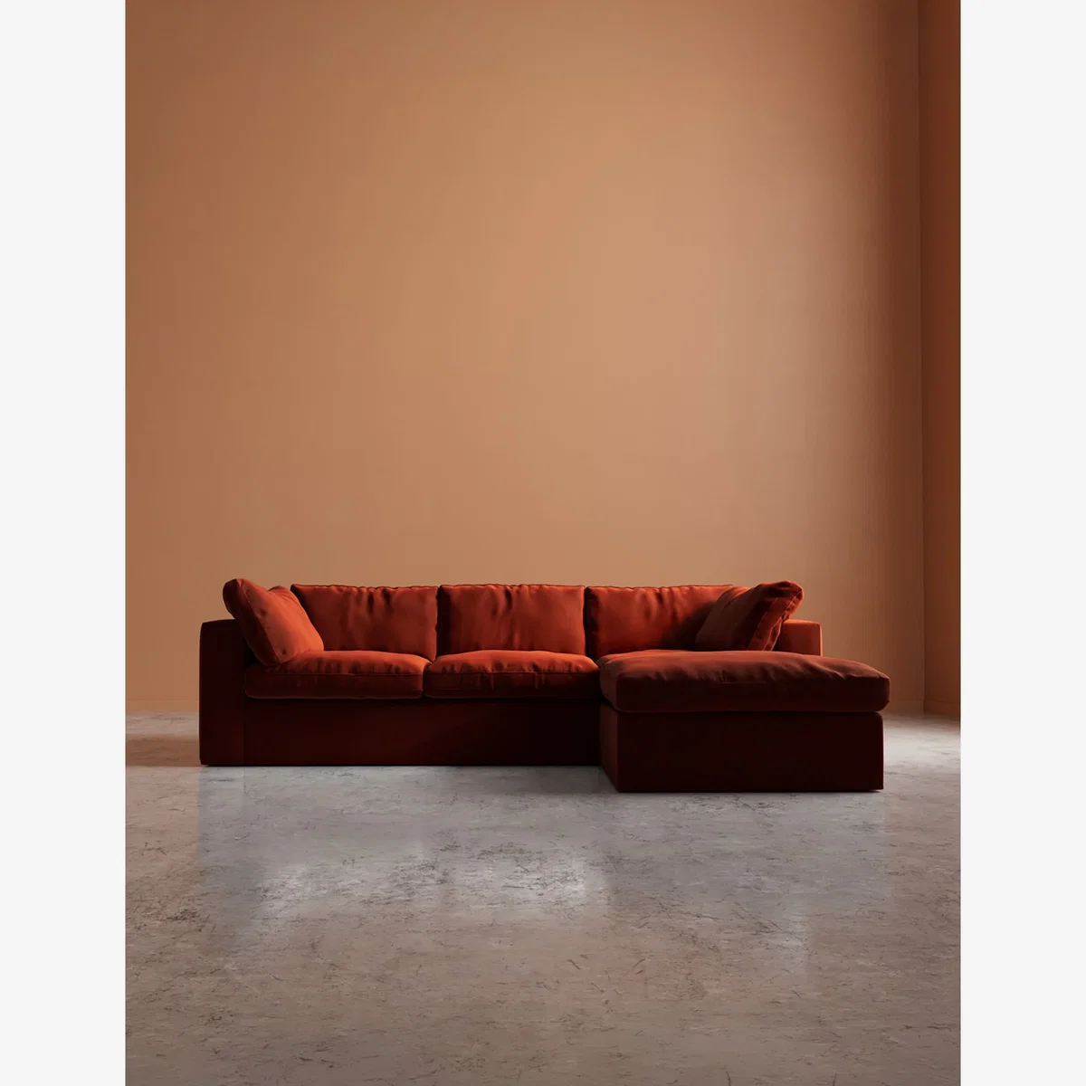 Swoon Crushed Velvet Right Hand Chaise Sofa Red – image 1