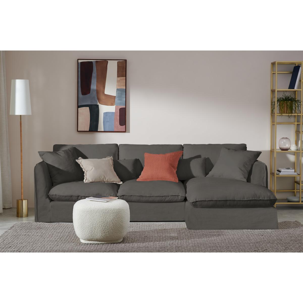 Kasiani Right Hand Facing Chaise End Sofa, Steel Cotton & Linen Mix – image 4