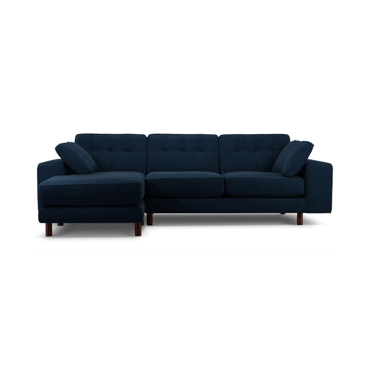 Content by Terence Conran Tobias, Left Hand facing Chaise End Sofa, Plush Indigo Velvet, Dark Wood Leg – image 2