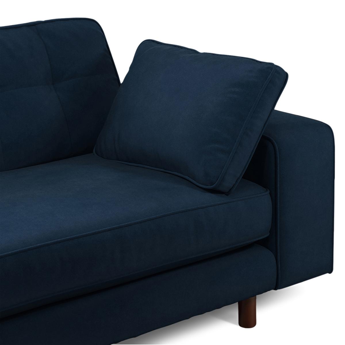 Content by Terence Conran Tobias, Left Hand facing Chaise End Sofa, Plush Indigo Velvet, Dark Wood Leg – image 5