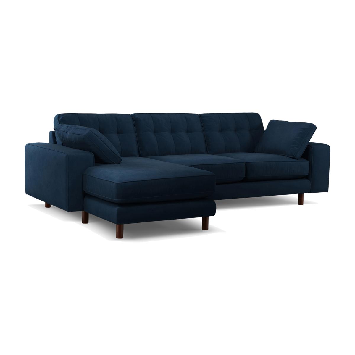 Content by Terence Conran Tobias, Left Hand facing Chaise End Sofa, Plush Indigo Velvet, Dark Wood Leg – image 1