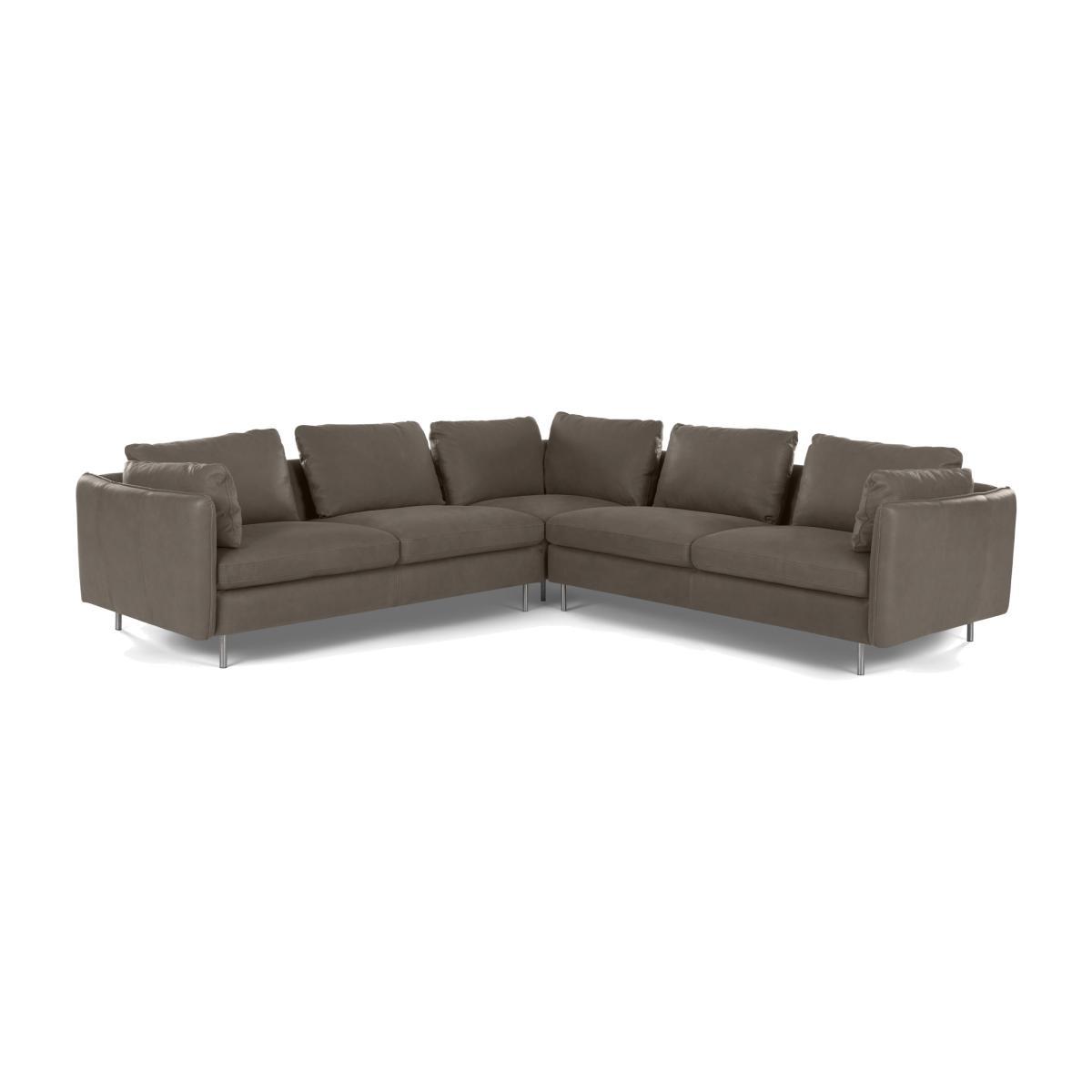 Vento 5 Seater Corner Sofa, Texas Grey Leather – image 1