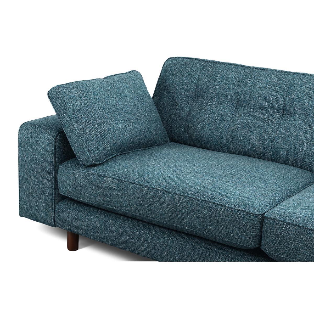 Content by Terence Conran Tobias, Right Hand facing Chaise End Sofa, Textured Weave Aegean Blue, Dark Wood Leg – image 6