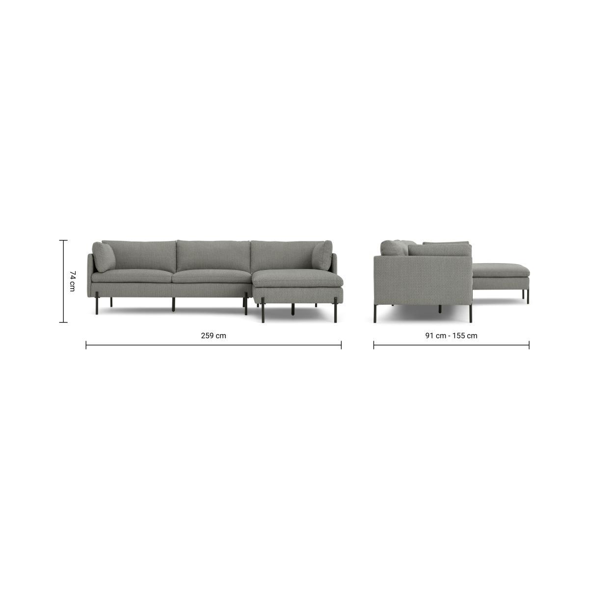 Zarina Right Hand Facing Chaise End Sofa, Mole Grey Weave – image 8