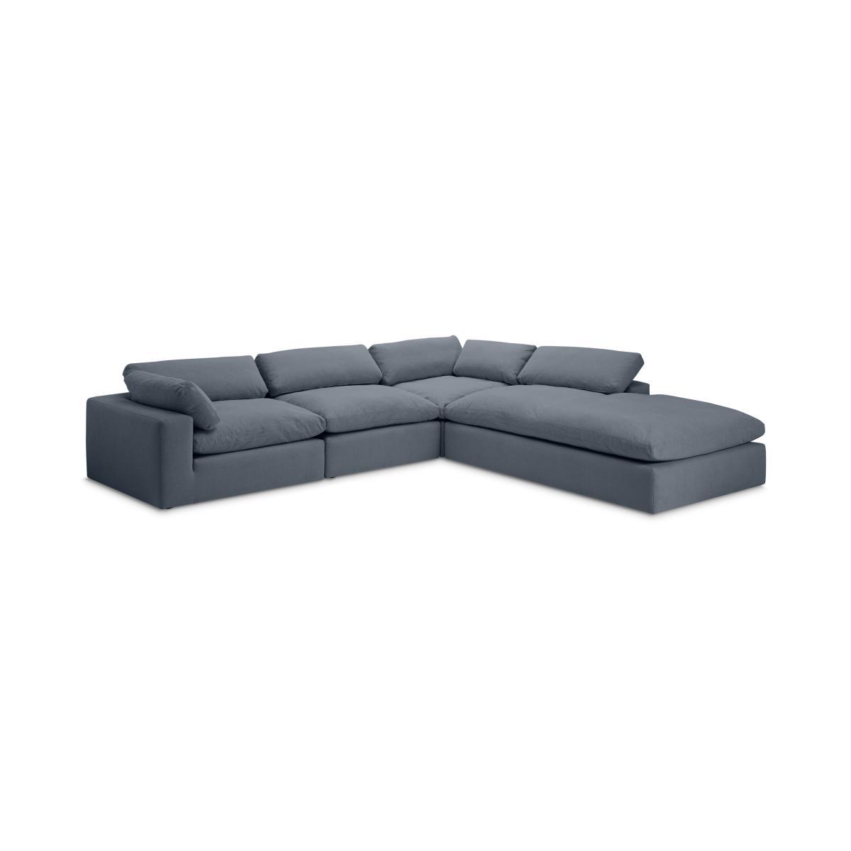 Samona Right Hand Facing Full Corner Sofa, Jeans Blue Cotton & Linen Blend – image 2