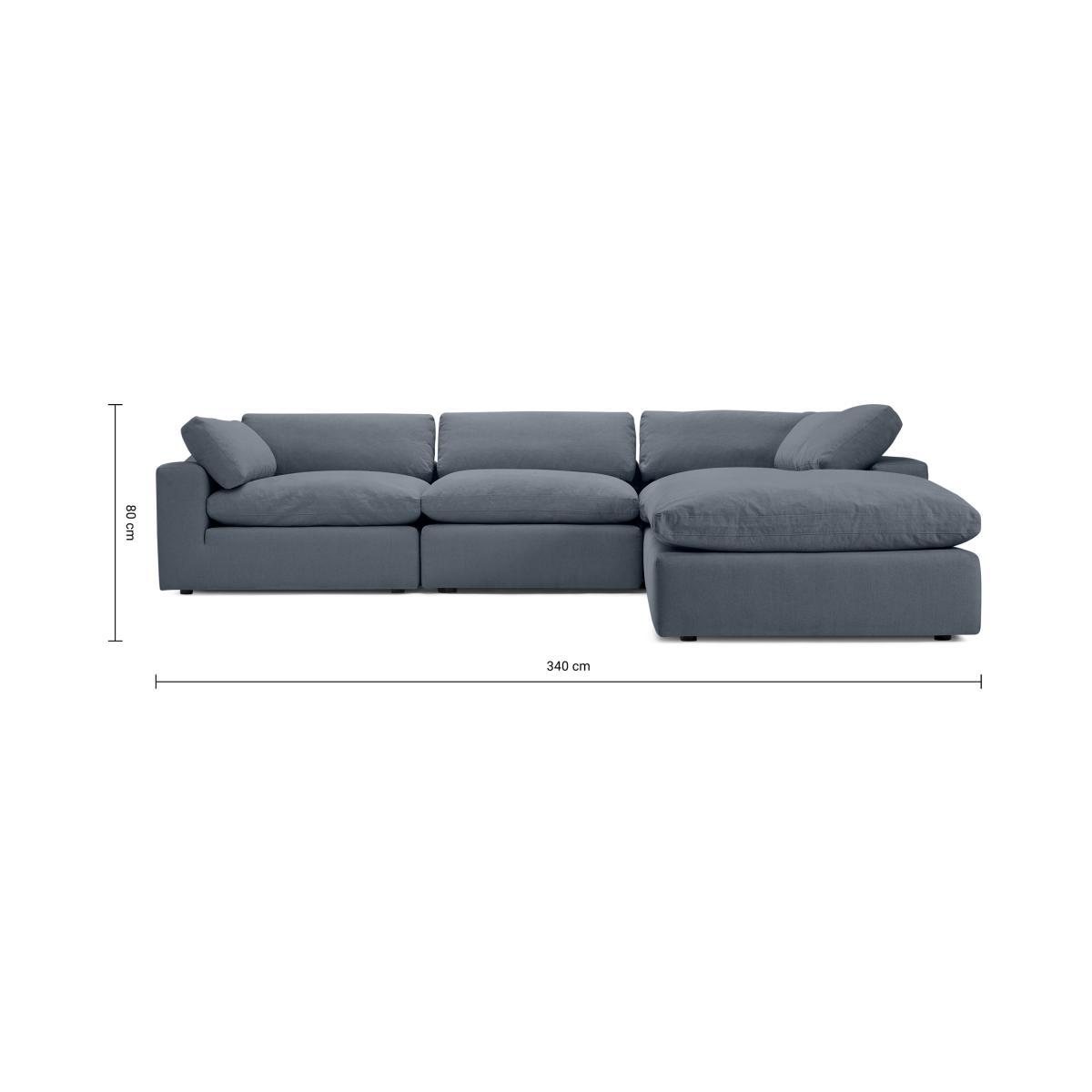 Samona Right Hand Facing Full Corner Sofa, Jeans Blue Cotton & Linen Blend – image 8