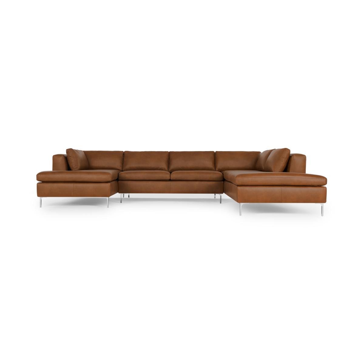 Monterosso Right Hand Facing Corner Sofa, Denver Tan Leather with Chrome Legs – image 2