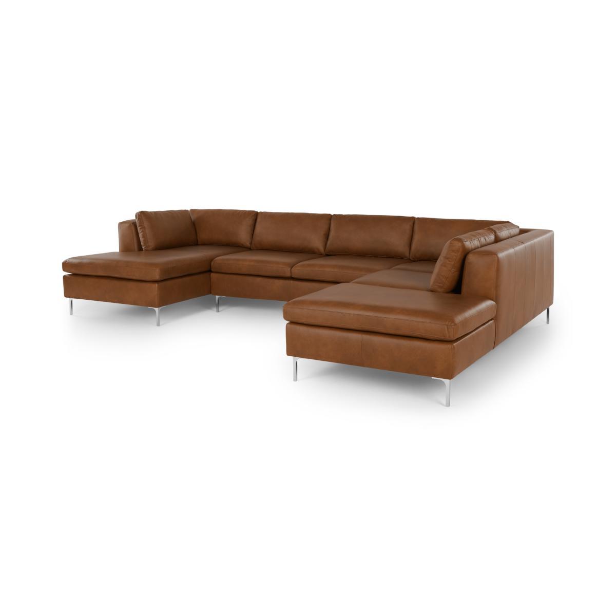 Monterosso Right Hand Facing Corner Sofa, Denver Tan Leather with Chrome Legs – image 3