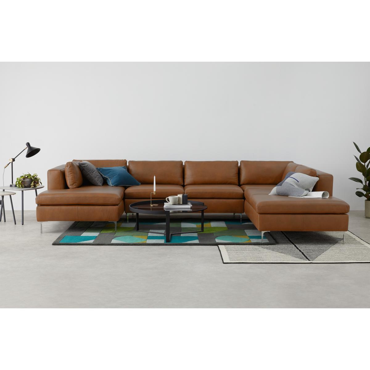 Monterosso Right Hand Facing Corner Sofa, Denver Tan Leather with Chrome Legs – image 4