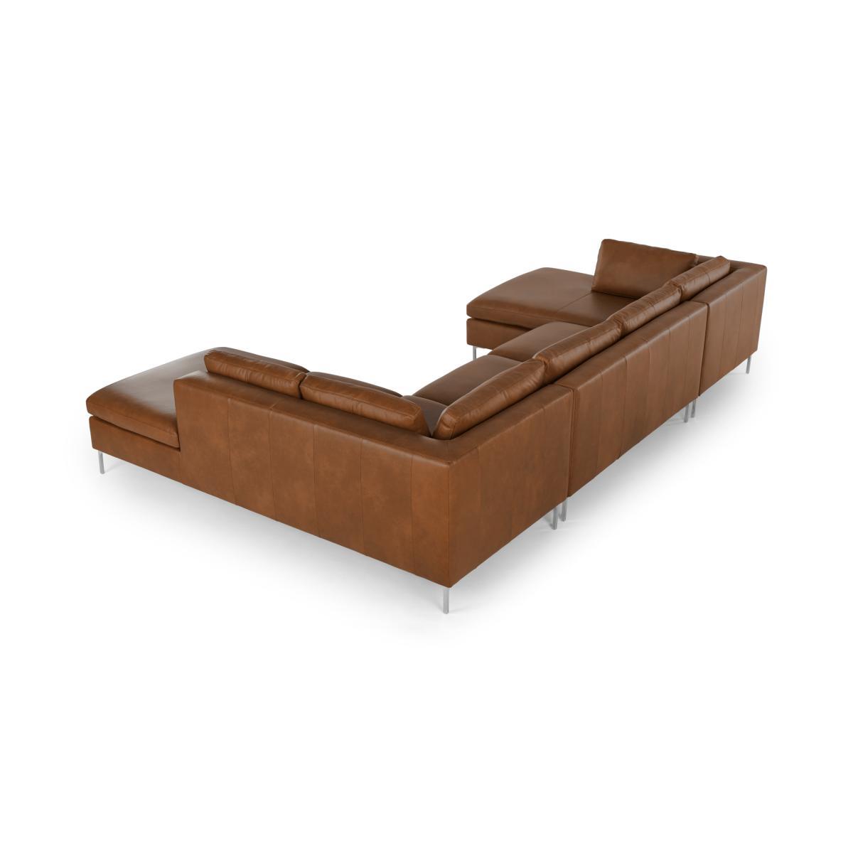 Monterosso Right Hand Facing Corner Sofa, Denver Tan Leather with Chrome Legs – image 6