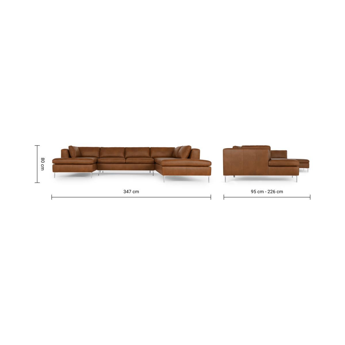 Monterosso Right Hand Facing Corner Sofa, Denver Tan Leather with Chrome Legs – image 9