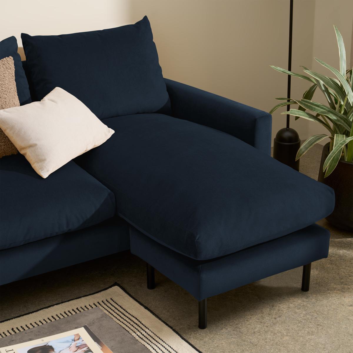 Russo Chaise End Sofa, Navy Recycled Velvet – image 11