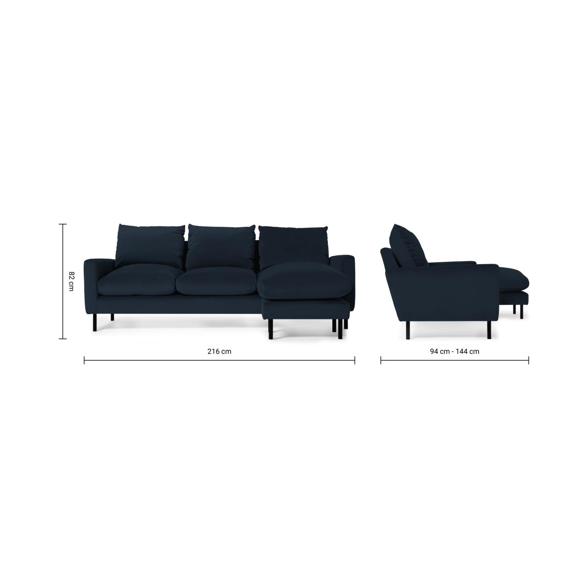 Russo Chaise End Sofa, Navy Recycled Velvet – image 9