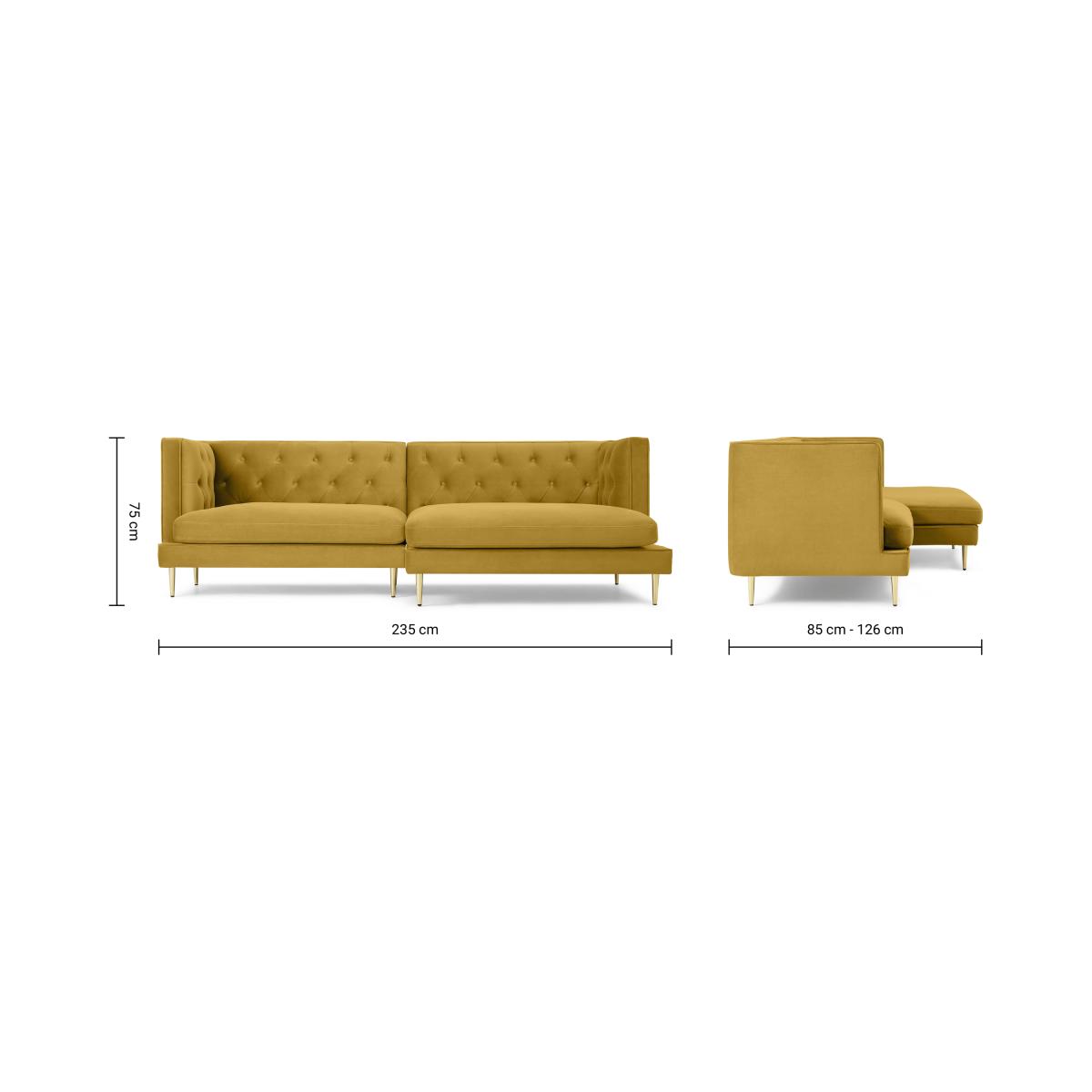Goswell Right Hand Facing Chaise End Corner Sofa, Vintage Gold velvet – image 9