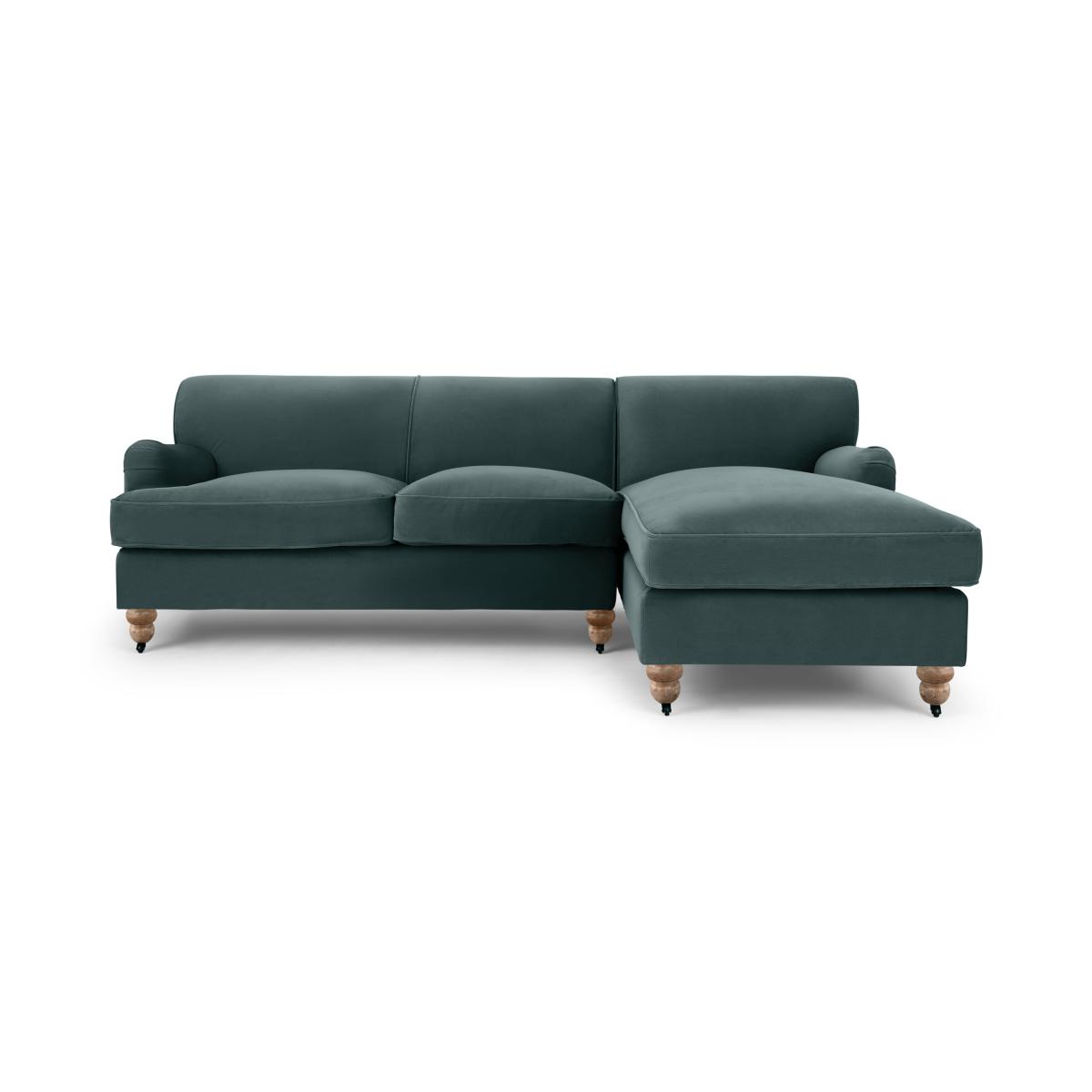 Orson Right Hand Facing Chaise End Corner Sofa, Slate Blue Recycled Velvet – image 2