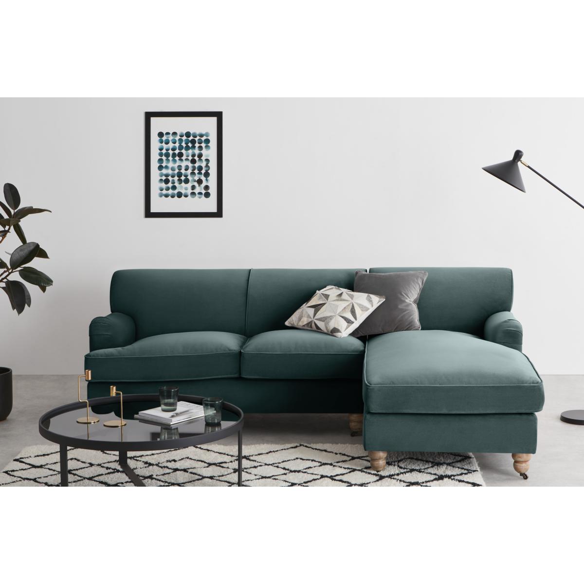 Orson Right Hand Facing Chaise End Corner Sofa, Slate Blue Recycled Velvet – image 4