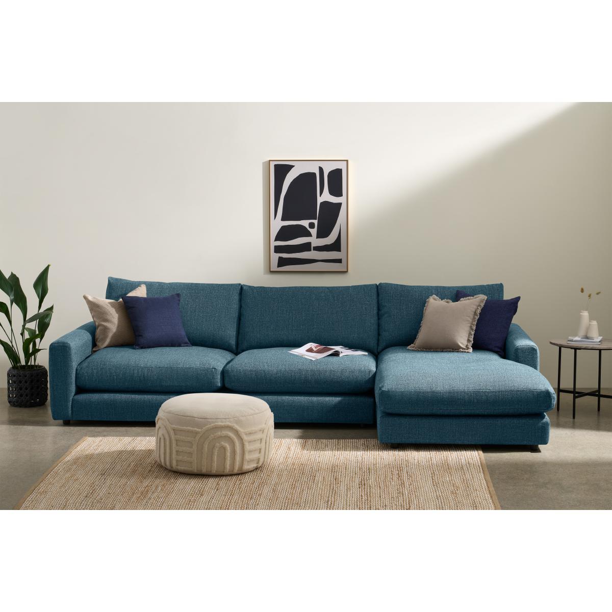 Arni Large Right Hand Facing Chaise End Corner Sofa, Aegean Blue Textured Weave – image 4