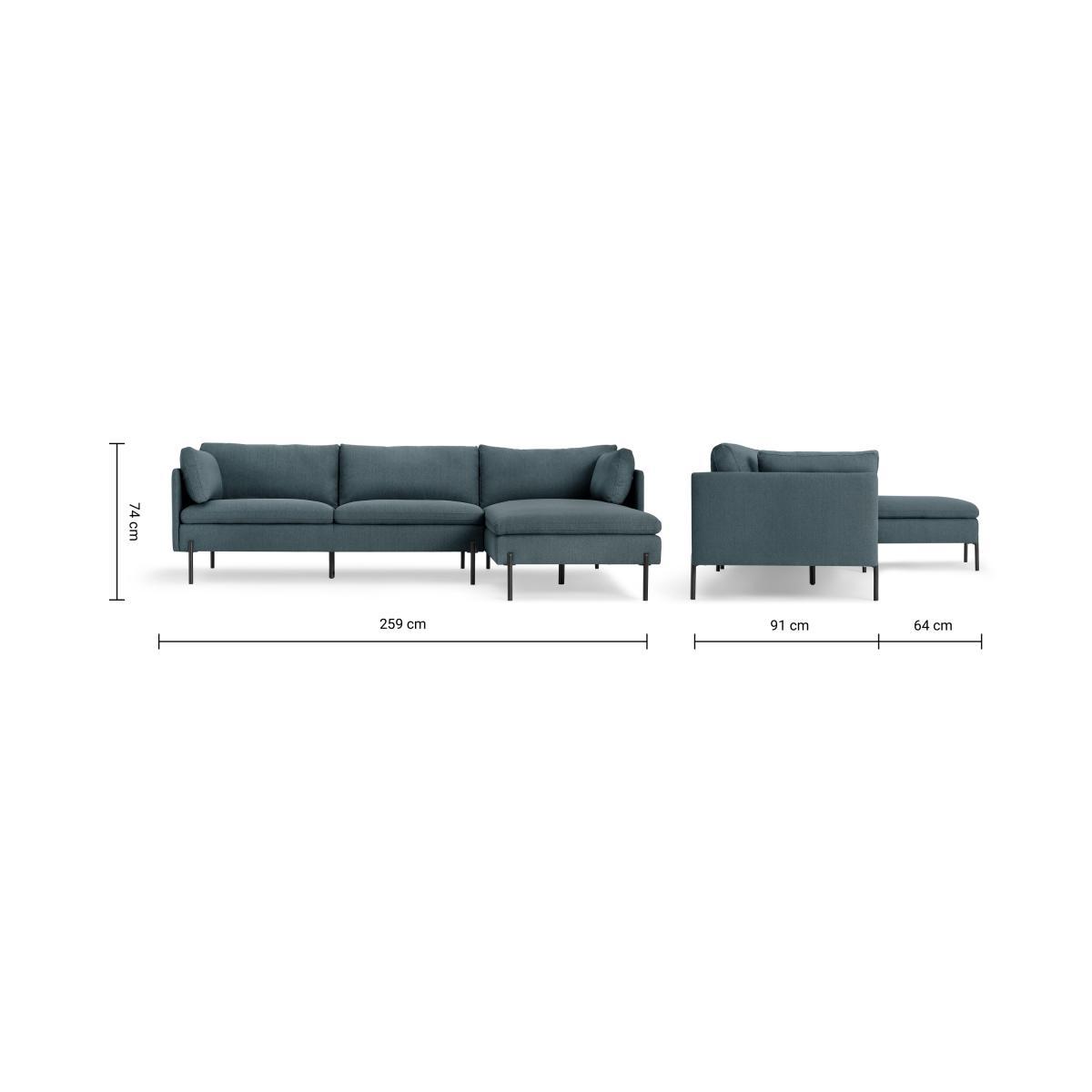 Zarina Right Hand Facing Chaise End Corner Sofa, Mina Earl Blue – image 9