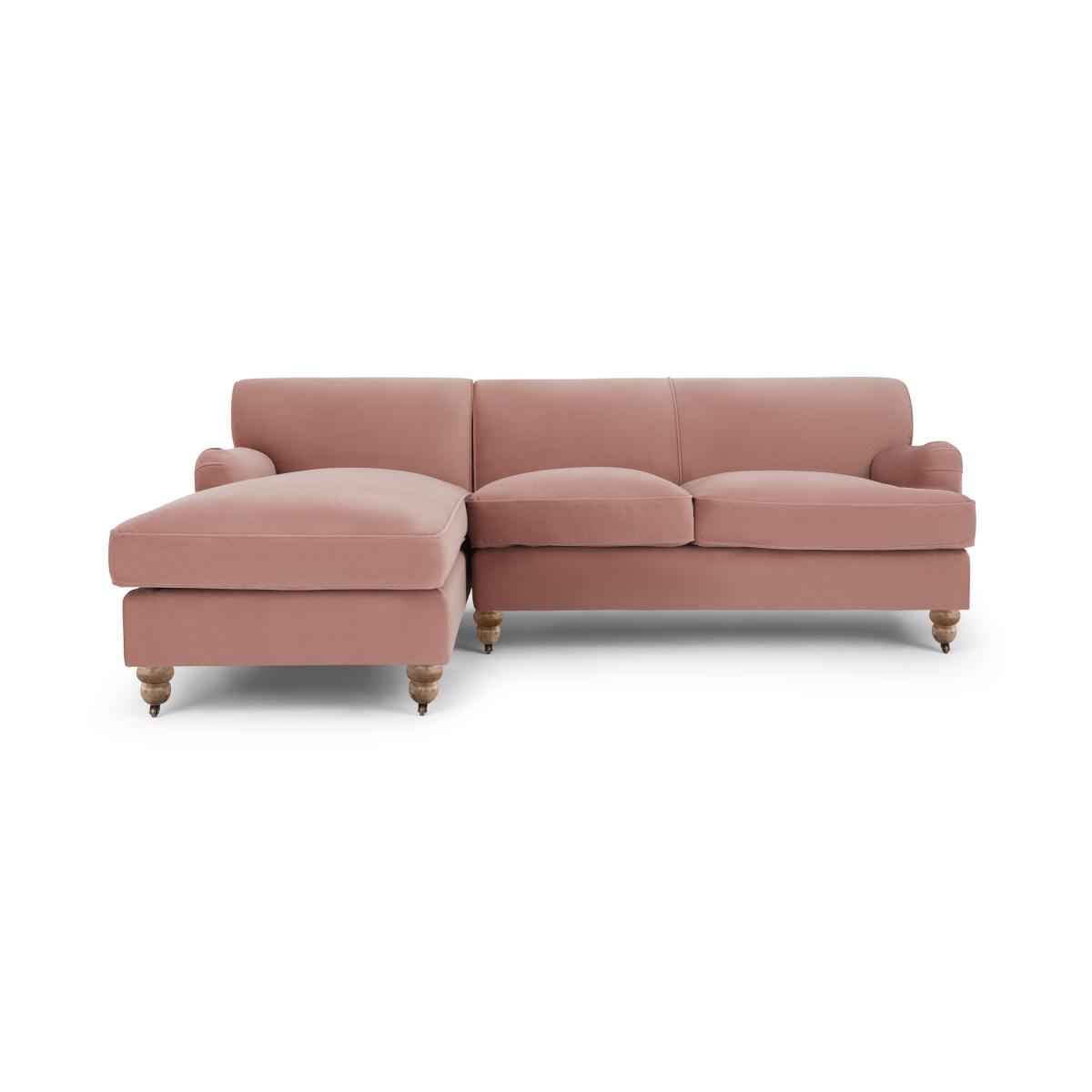 Orson Left Hand Facing Chaise End Corner Sofa, Soft Pink Recycled Velvet – image 2
