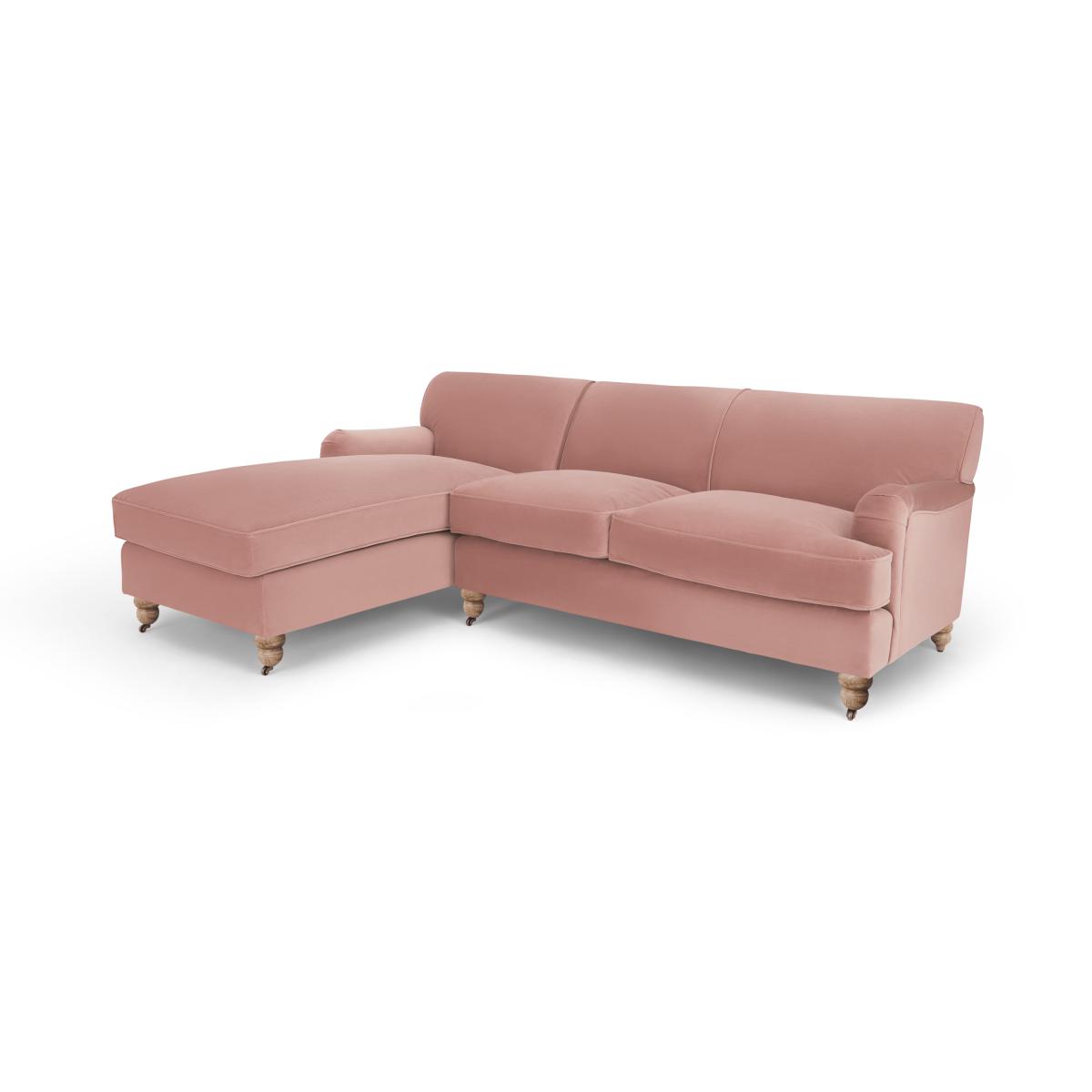 Orson Left Hand Facing Chaise End Corner Sofa, Soft Pink Recycled Velvet – image 3