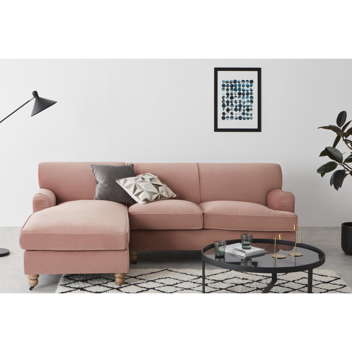 Orson Left Hand Facing Chaise End Corner Sofa, Soft Pink Recycled Velvet – image 4