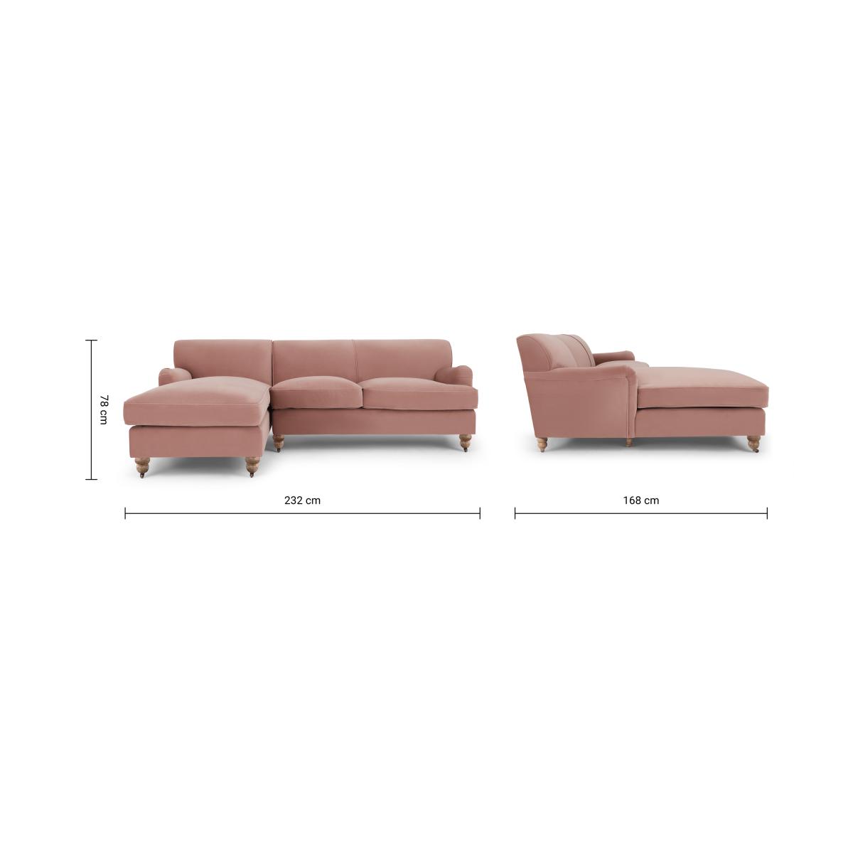 Orson Left Hand Facing Chaise End Corner Sofa, Soft Pink Recycled Velvet – image 9