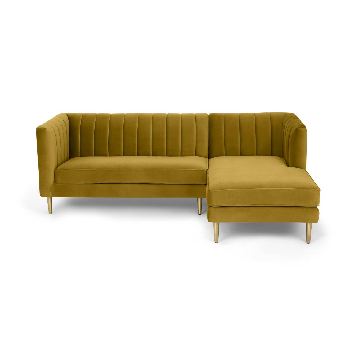 Amicie Right Hand Facing Chaise End Corner Sofa, Vintage Gold Velvet – image 2