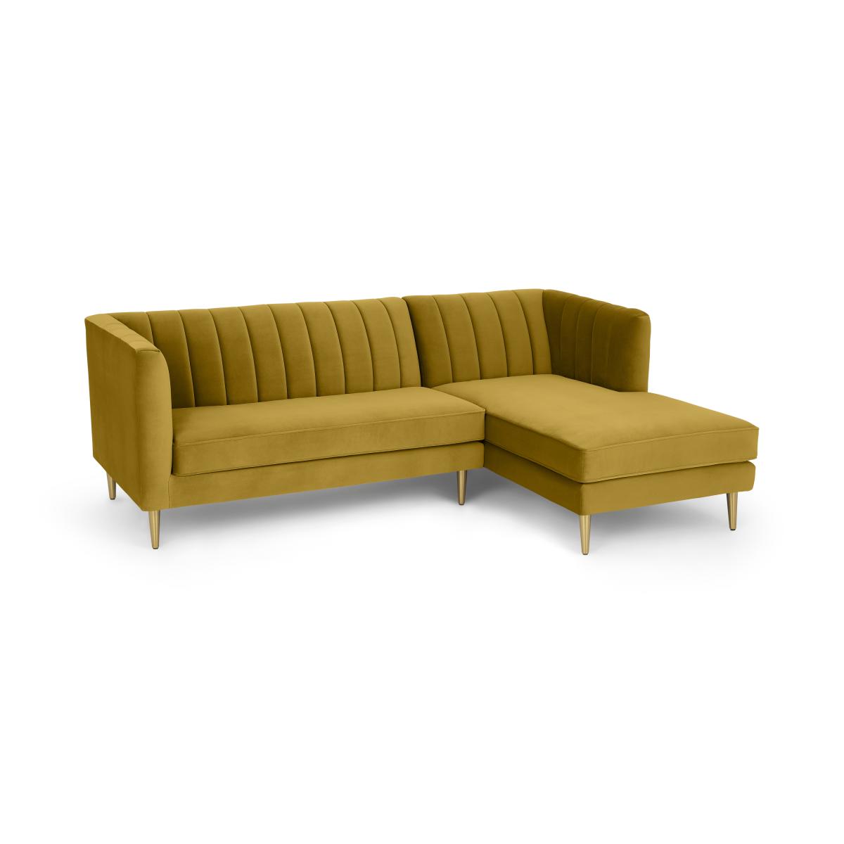 Amicie Right Hand Facing Chaise End Corner Sofa, Vintage Gold Velvet – image 3