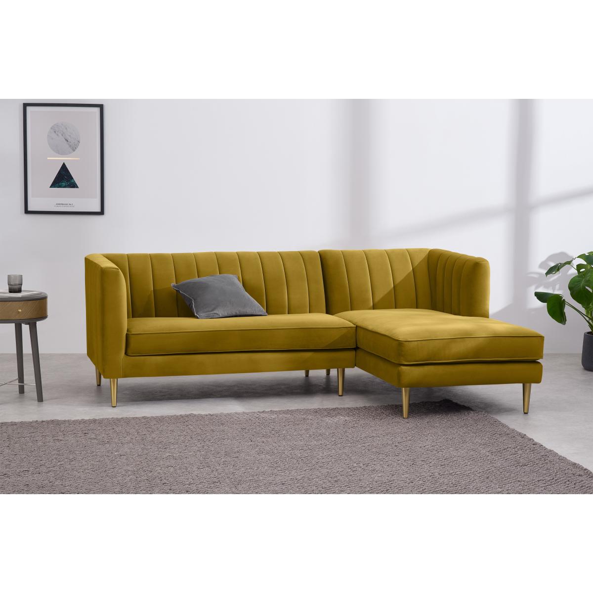 Amicie Right Hand Facing Chaise End Corner Sofa, Vintage Gold Velvet – image 4