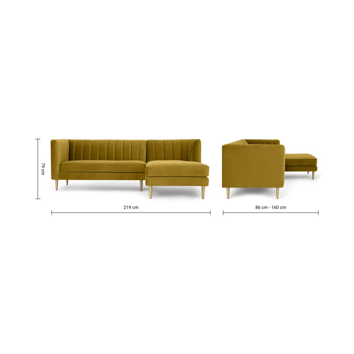 Amicie Right Hand Facing Chaise End Corner Sofa, Vintage Gold Velvet – image 9